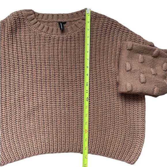 NWOT Moon & Madison Blush Brown Puff Bubble Sleeve Semi Cropped Sweater (size S) - Picture 6 of 7